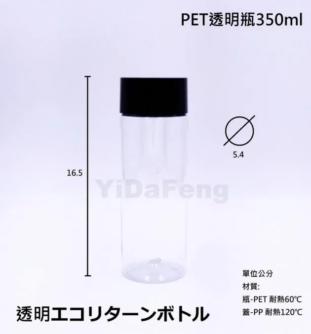 【PET透明瓶+黑蓋 (2種規格)】(350ml/480ml)