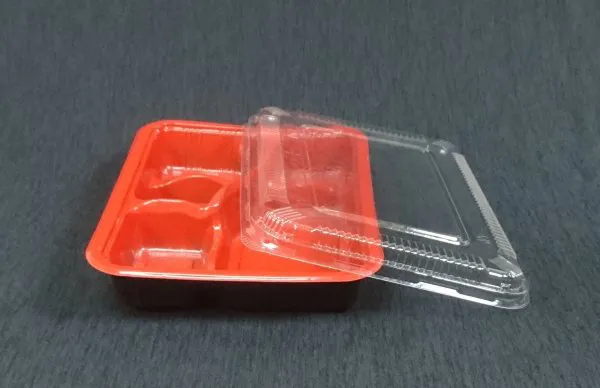 【崁合式 5格雙色餐盒+透明蓋】(K036)